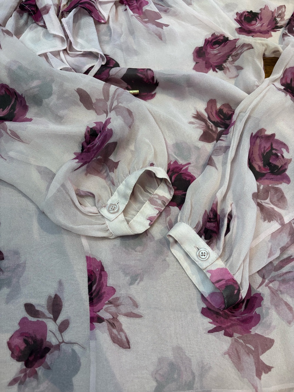 Kate Spade Encore Rose Print Ruffle Blouse - Picture 6 of 10